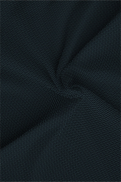 Obsidian Black and Vallarta Blue Diamond Printed Cotton Shirt