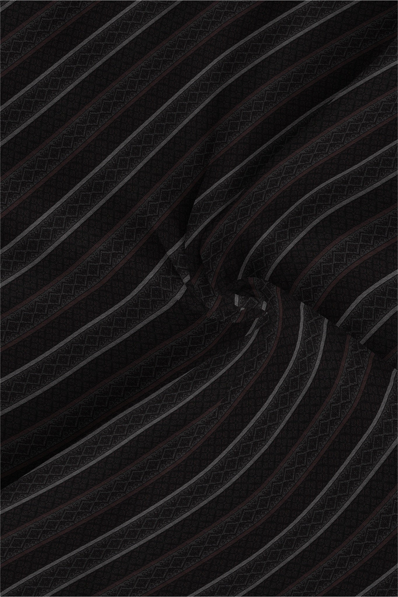 Obsidian Black with Fudgesicle Brown and White Diamond Stripe Pattern Printed Cotton Shirt