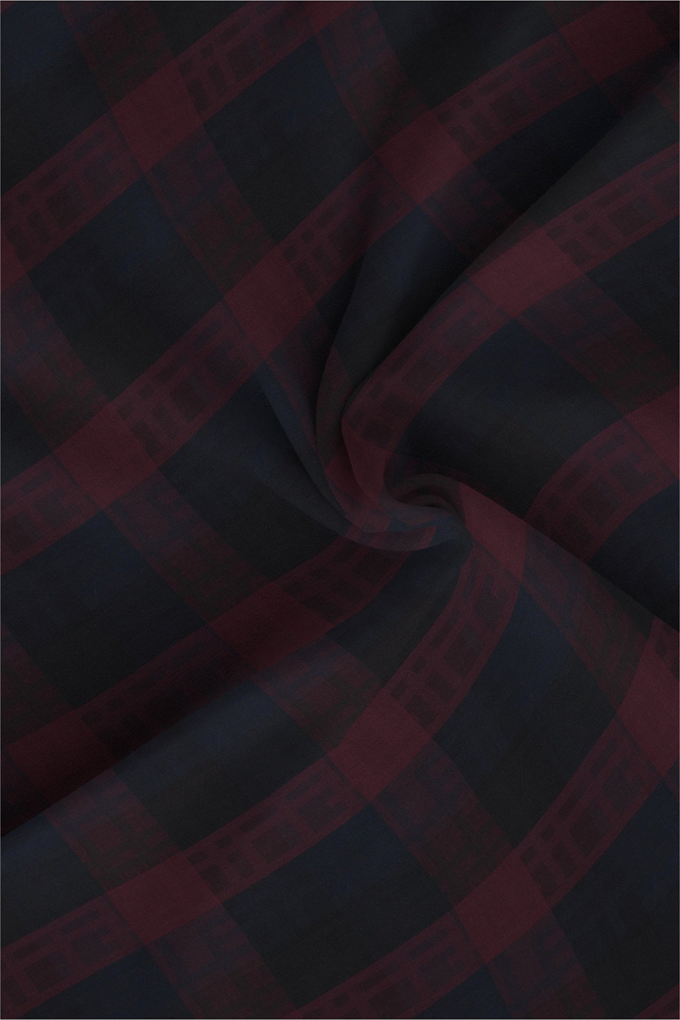Merlot Red with Black and Monaco Blue Checks Cotton Shirt