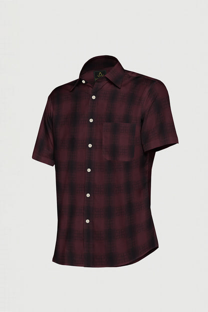 Cabernet Red and Ebony Black Checks Cotton Shirt
