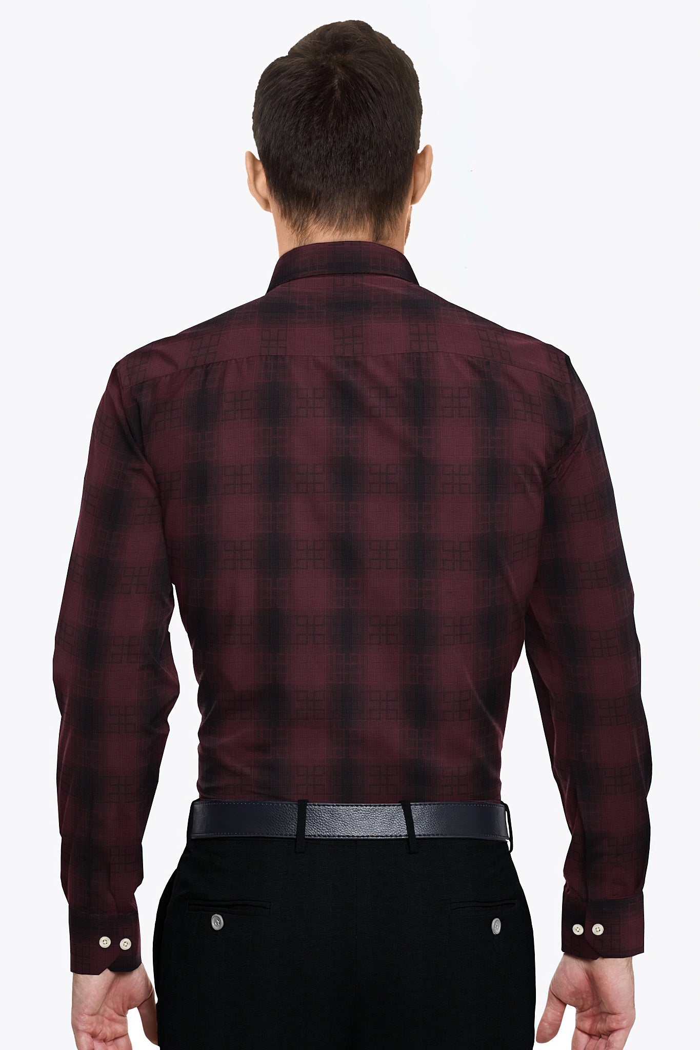 Cabernet Red and Ebony Black Checks Cotton Shirt