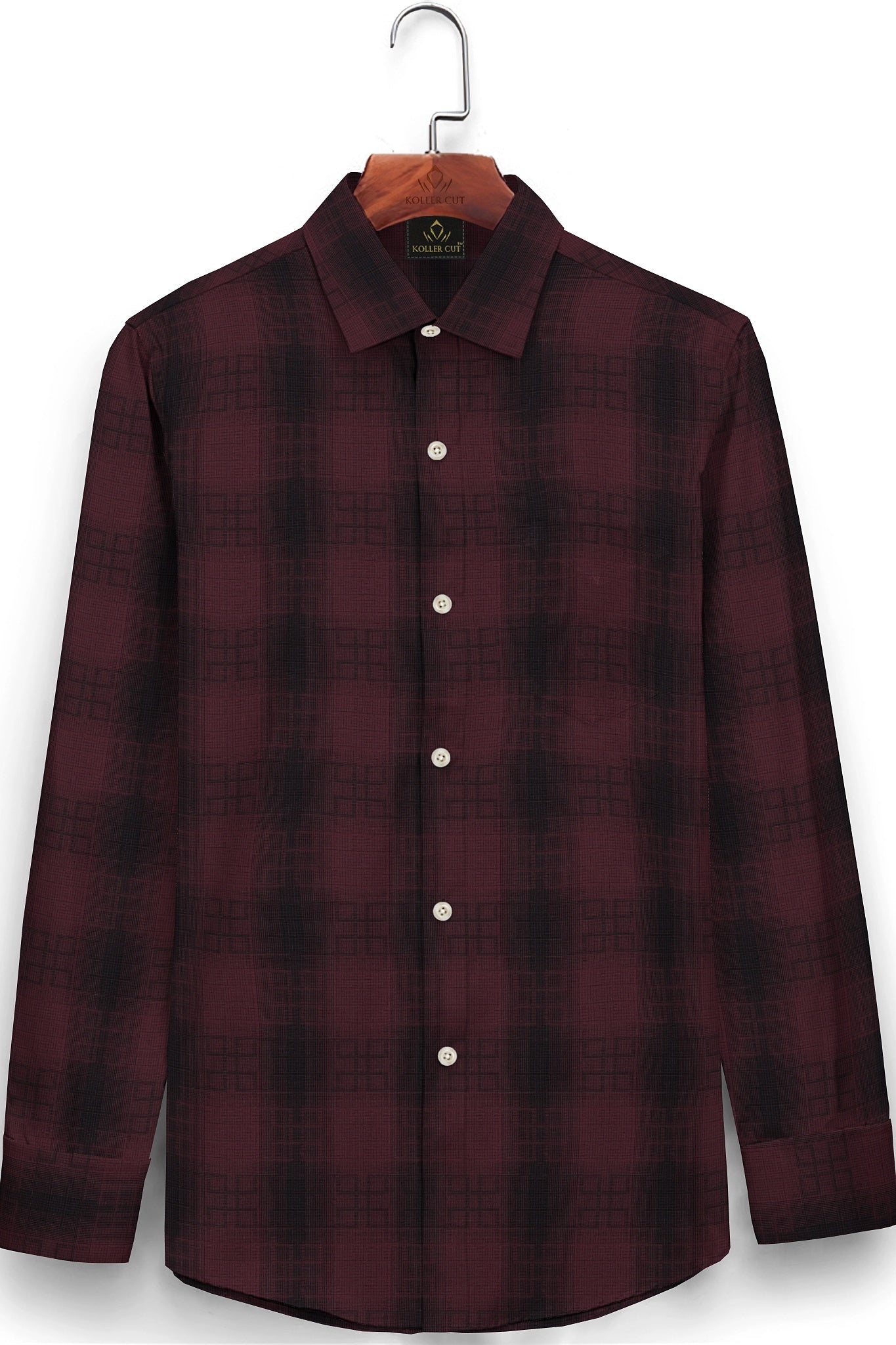 Cabernet Red and Ebony Black Checks Cotton Shirt