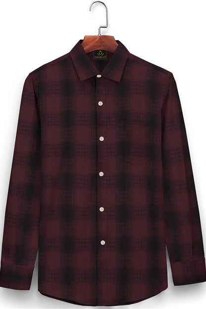 Cabernet Red and Ebony Black Checks Cotton Shirt