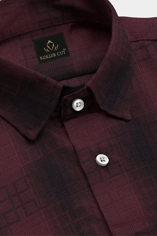 Cabernet Red and Ebony Black Checks Cotton Shirt