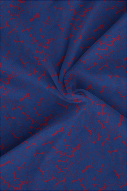 Baleine Blue and Chilli Red Jacquard Print Egyptian Giza Cotton Shirt