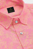 Salmon Rose Pink and Mustard Yellow Nigella Flower Printed Cotton Shirt