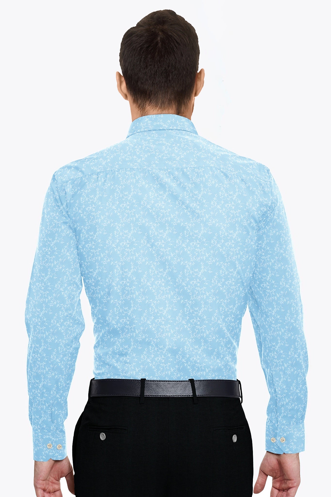 Aquarius Blue and White  Nigella Flower Printed Cotton Shirt