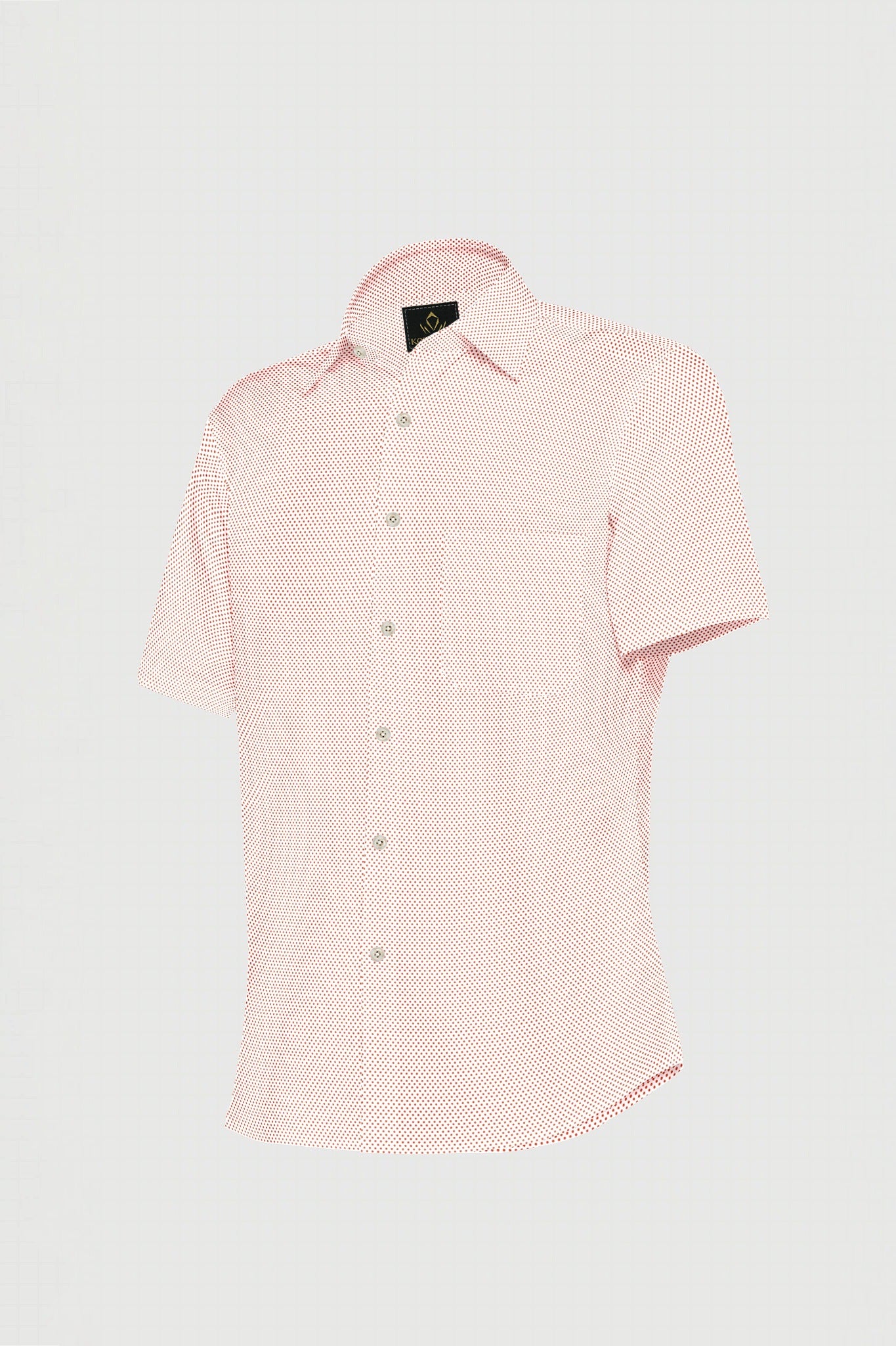 White and Tiger Orange Polka Dot Print Cotton Shirt