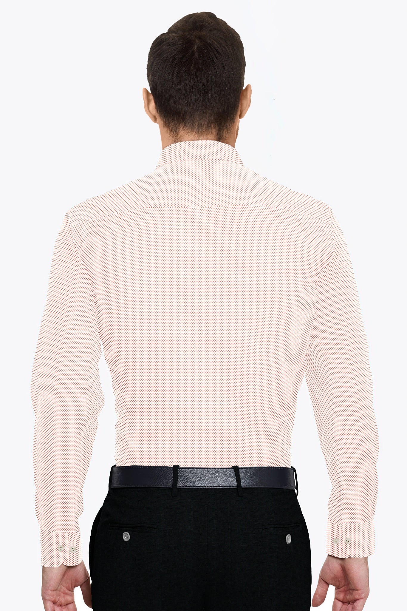 White and Tiger Orange Polka Dot Print Cotton Shirt