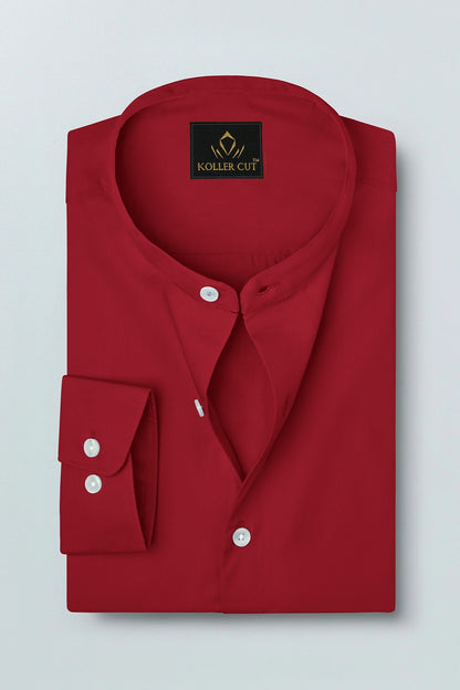 Red Mandarin Giza Cotton Shirt