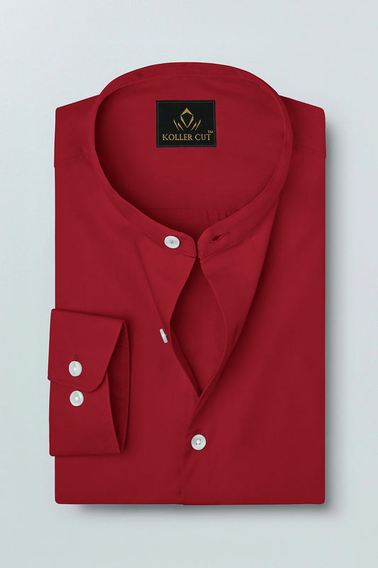 Red Mandarin Giza Cotton Shirt