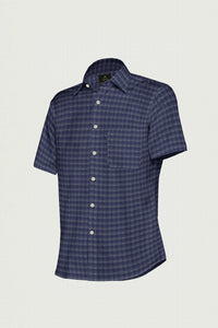Orion Blue and Mirage Gray Jacquard Greek Key Pattern Printed Superfine Giza Cotton Shirt