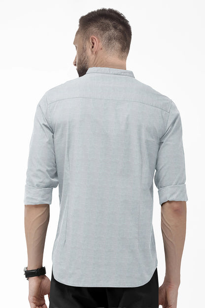 Cloud Grey Mandrin Collar Men's Luxurious Linen shirt