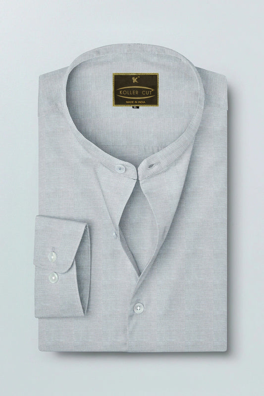 Cloud Grey Mandarin Collar Men's Luxurious Linen shirt