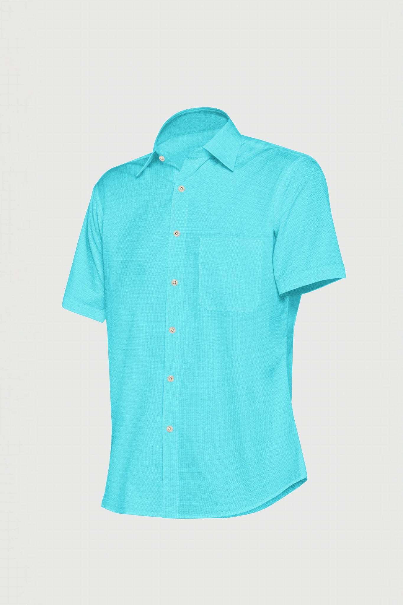 Cyan Blue Men's Cotton Linen Shirt