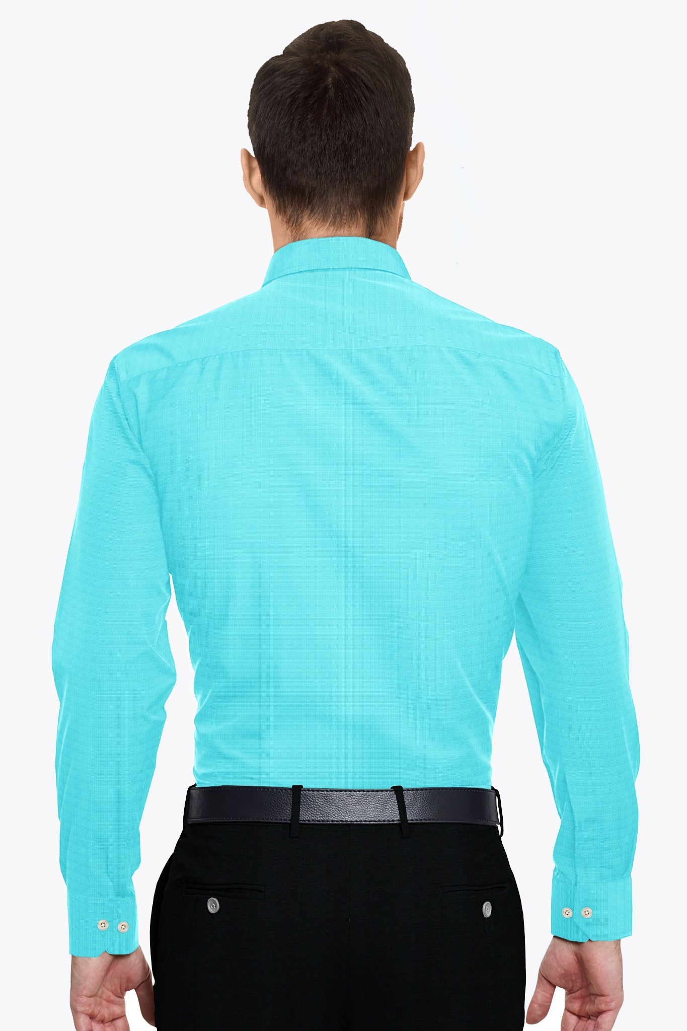 Cyan Blue Men's Cotton Linen Shirt