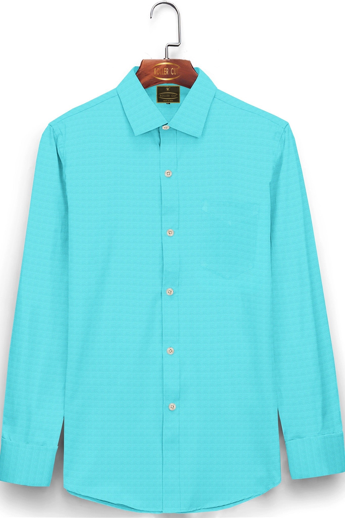 Cyan Blue Men's Cotton Linen Shirt – kollercut