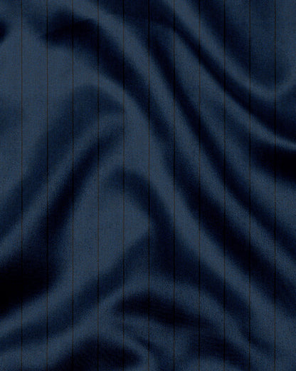 Macaw Blue and Raven Black Pinstripes Oxford Cotton Shirt