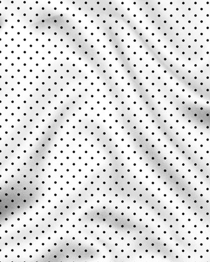 Milk White and Jet Black Polka Dots Printed Cotton Shirt