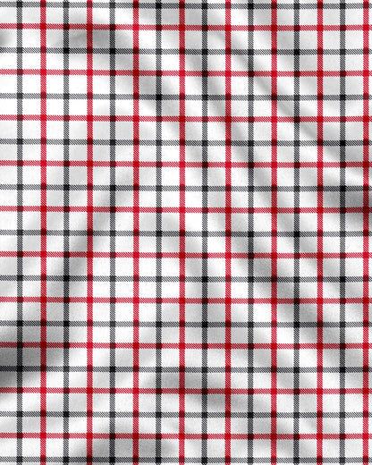 Milk White with Hollyberry and Carbon Black Checks Cotton Shirt
