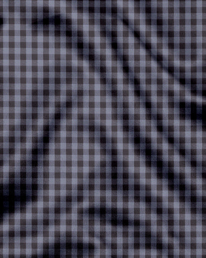 Niagara Blue and Mulch Brown Gingham Checks 2 ply Cotton Shirt