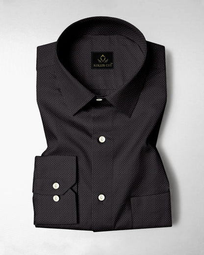 Olive with Espresso Brown and Jade Black Square Jacquard Check 2 Ply Giza Cotton Shirt