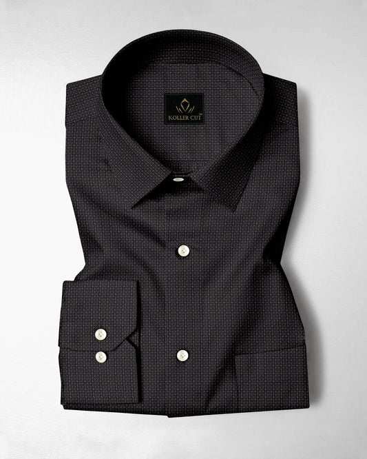 Olive with Espresso Brown and Jade Black Square Jacquard Check 2 Ply Giza Cotton Shirt