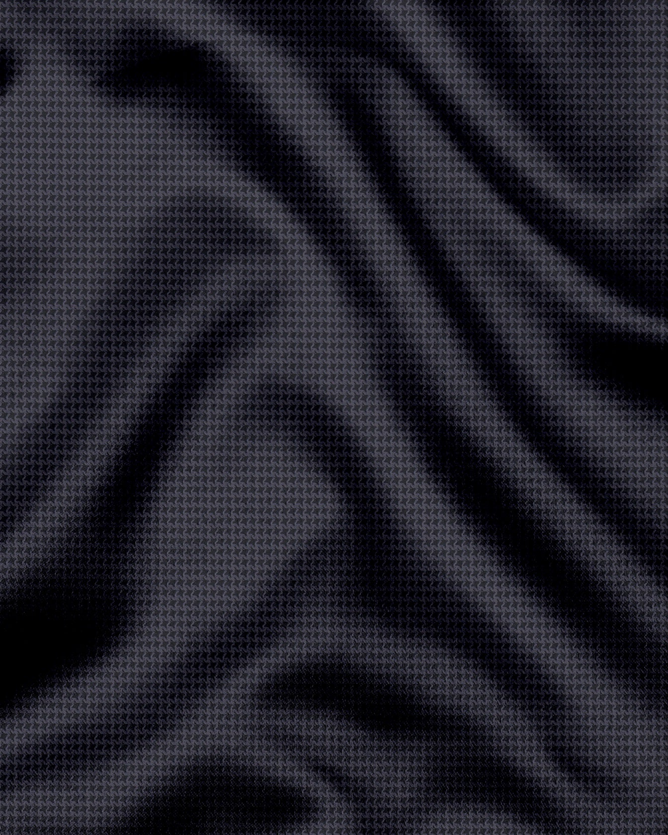 Onyx Black and Mysterioso Grey Hounds Tooth Checks 2 Ply Giza Cotton Shirt