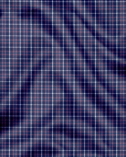 Opal Blue with Blossom Pink and White Checks Cotton Shirt