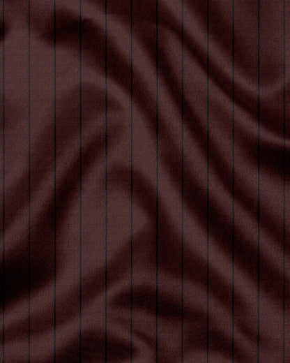 Oxblood Red and Raven Black Pinstripes Oxford Cotton Shirt