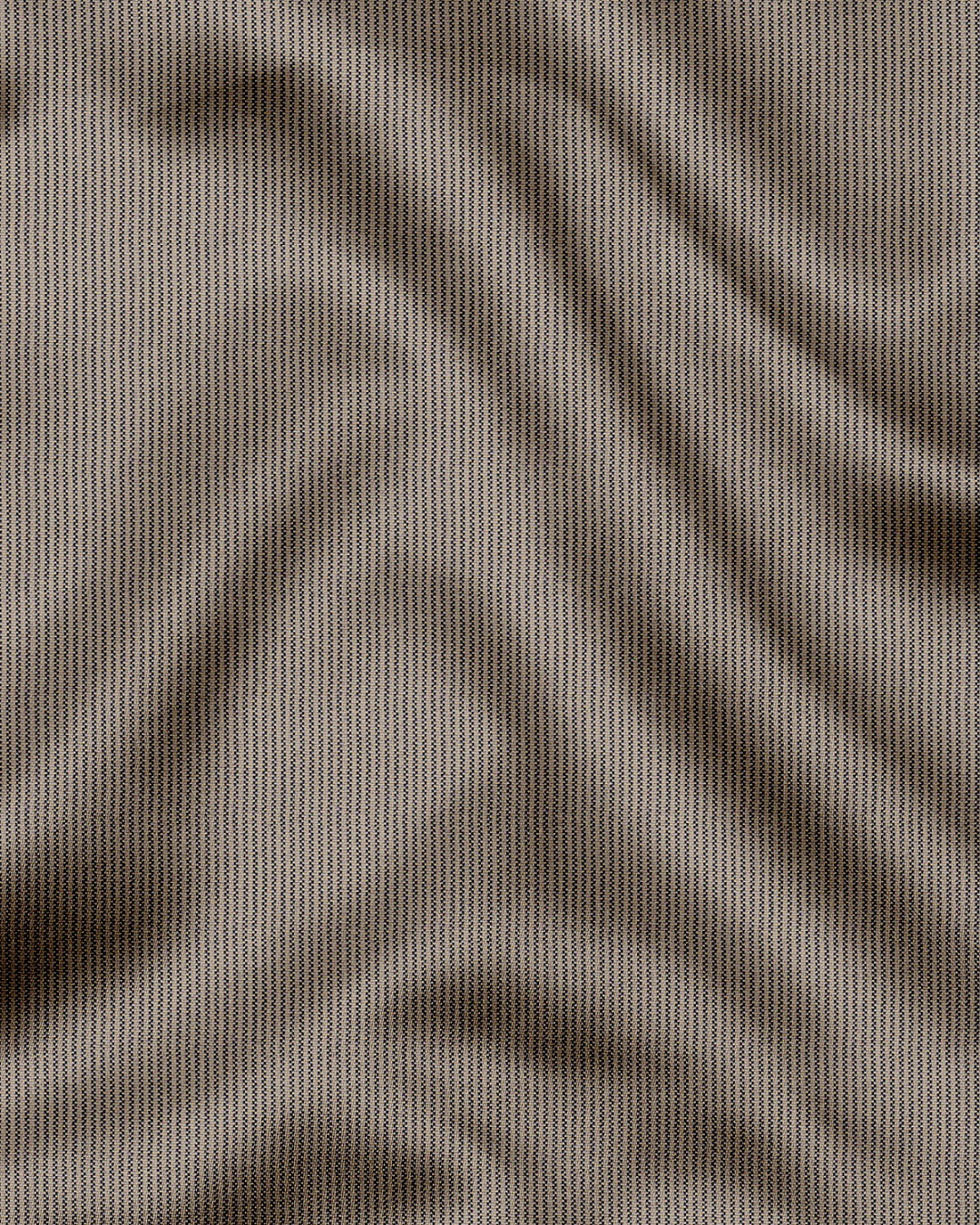 Parsnip Beige and Coal Black Herringbone Stripes Oxford Cotton Shirt