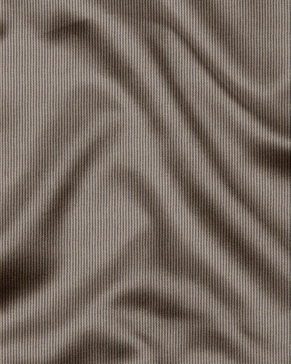 Parsnip Beige and Coal Black Herringbone Stripes Oxford Cotton Shirt