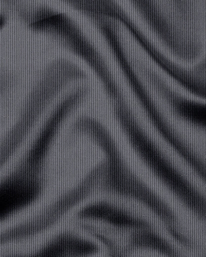 Pigeon Gray and Coal Black Herringbone Stripes Oxford Cotton Shirt