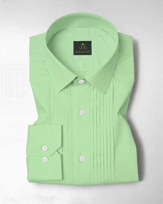 Pistachio Green Giza Cotton Tuxedo Shirt