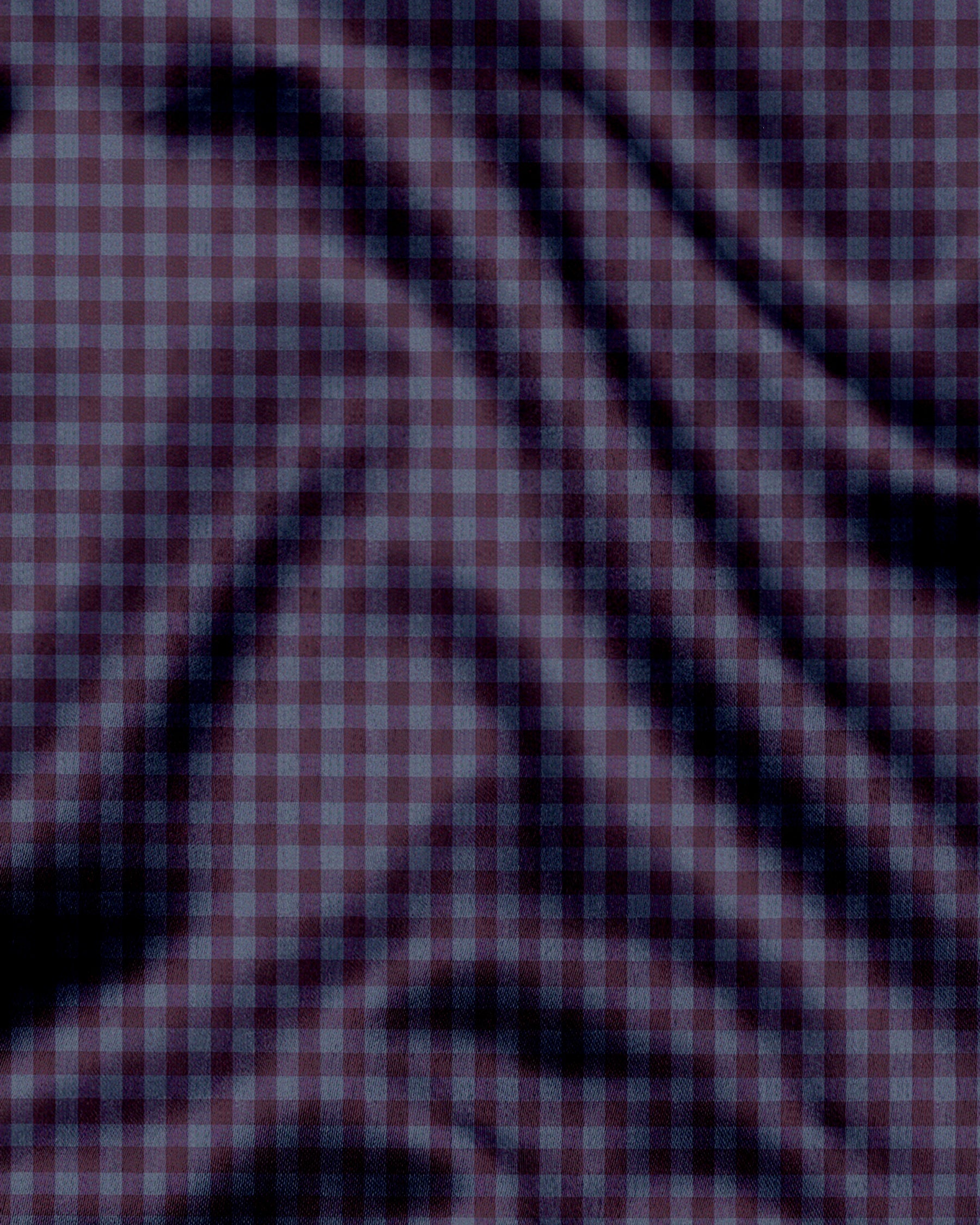 Prune Purple and Plum Grey Gingham Checks Cotton Shirt