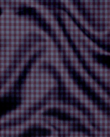 Prune Purple and Plum Grey Gingham Checks Cotton Shirt