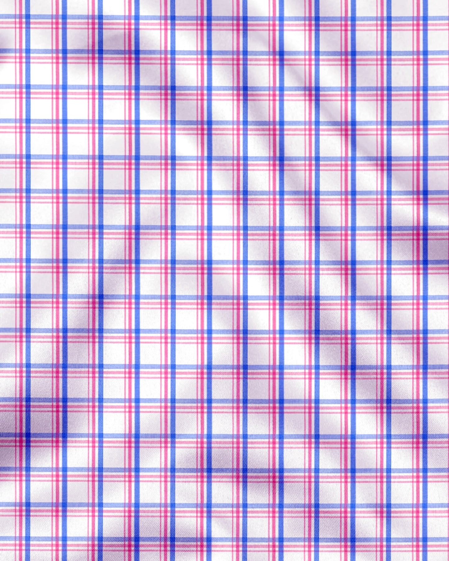 Salt White with Sachet Pink and Mykonos Blue Checks Cotton Shirt 