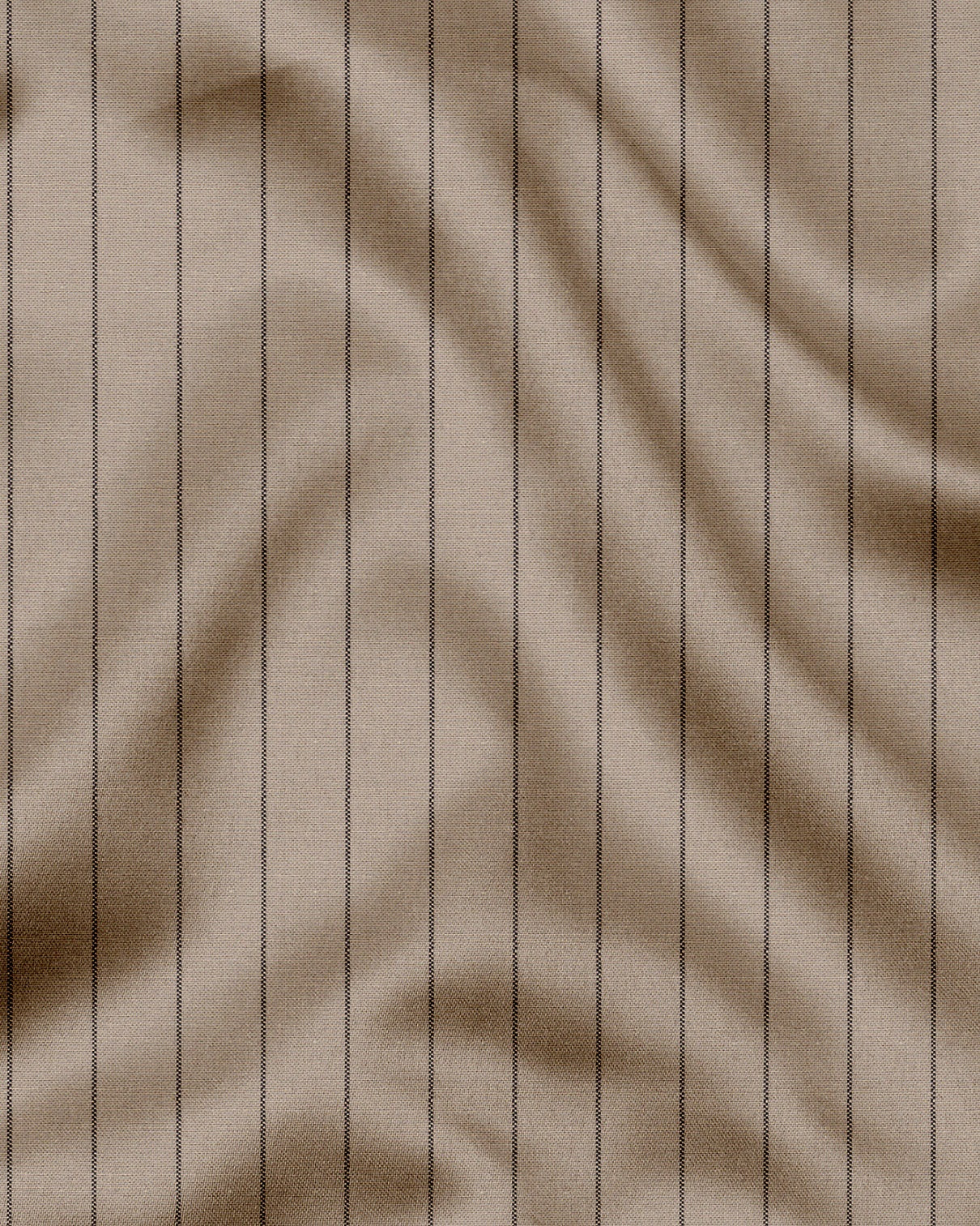 Seedpearl Beige and Raven Black Altered Broken Stripes Oxford Cotton Shirt