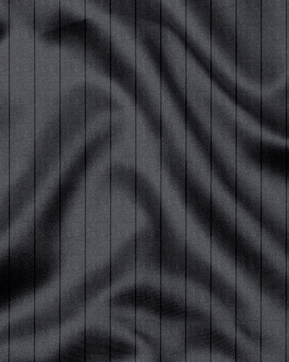 Shale Gray and Raven Black Pinstripes Oxford Cotton Shirt