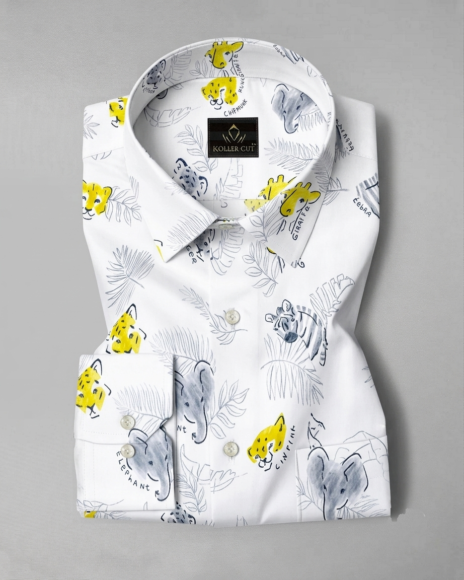 Snow White Animal Printed Super soft Giza Cotton Shirt