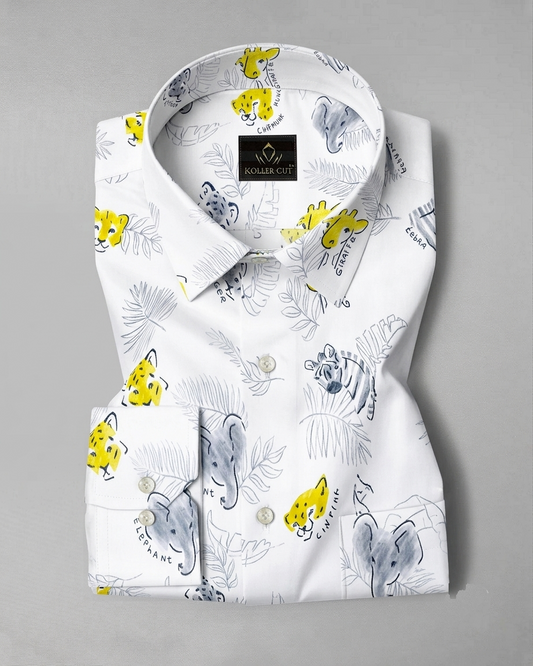 Snow White Animal Printed Super soft Giza Cotton Shirt