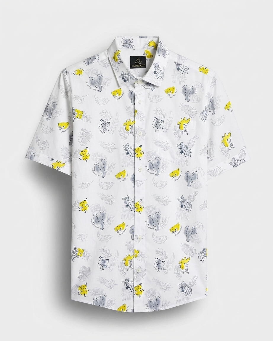 Snow White Animal Printed Super soft Giza Cotton Shirt