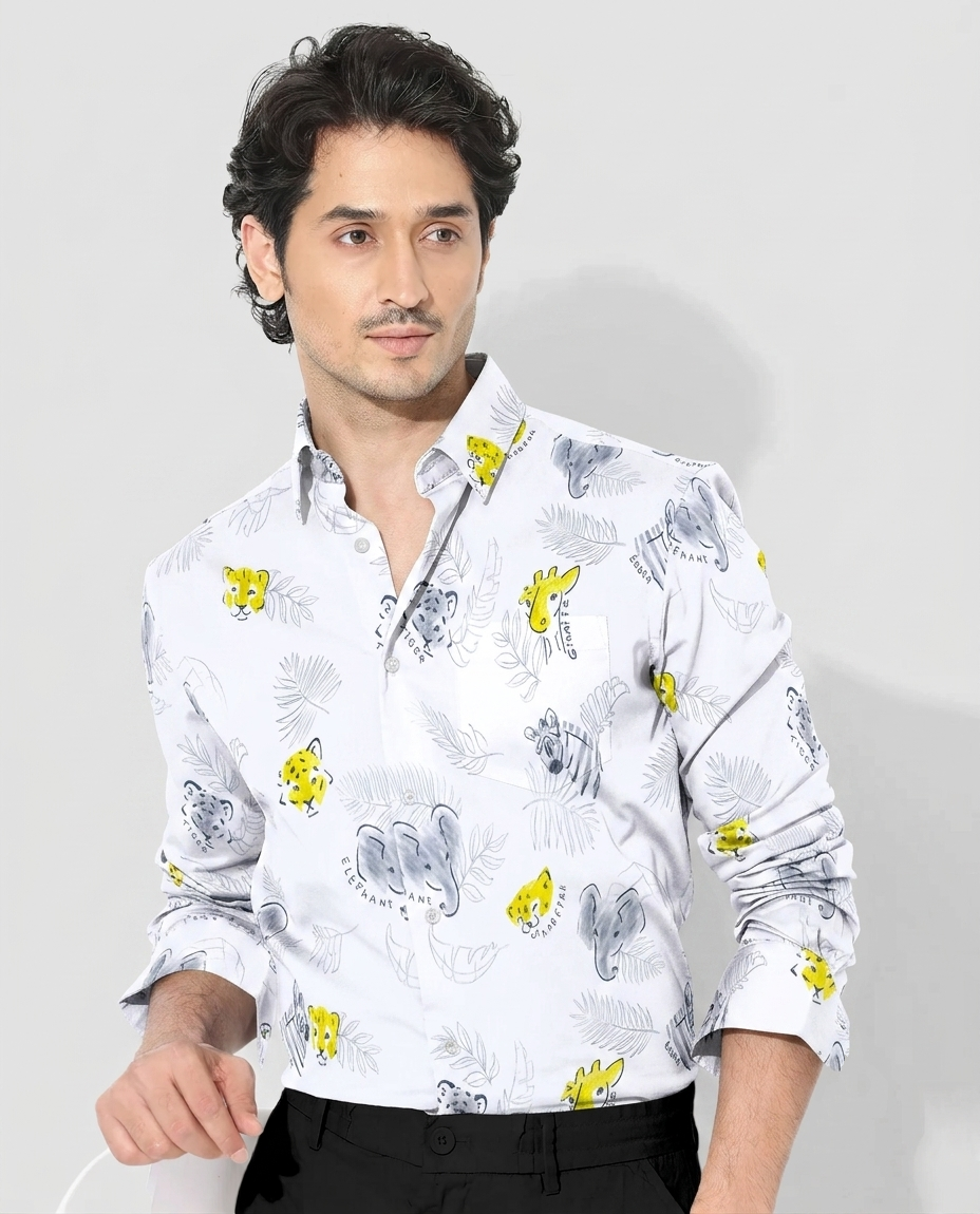 Snow White Animal Printed Super soft Giza Cotton Shirt