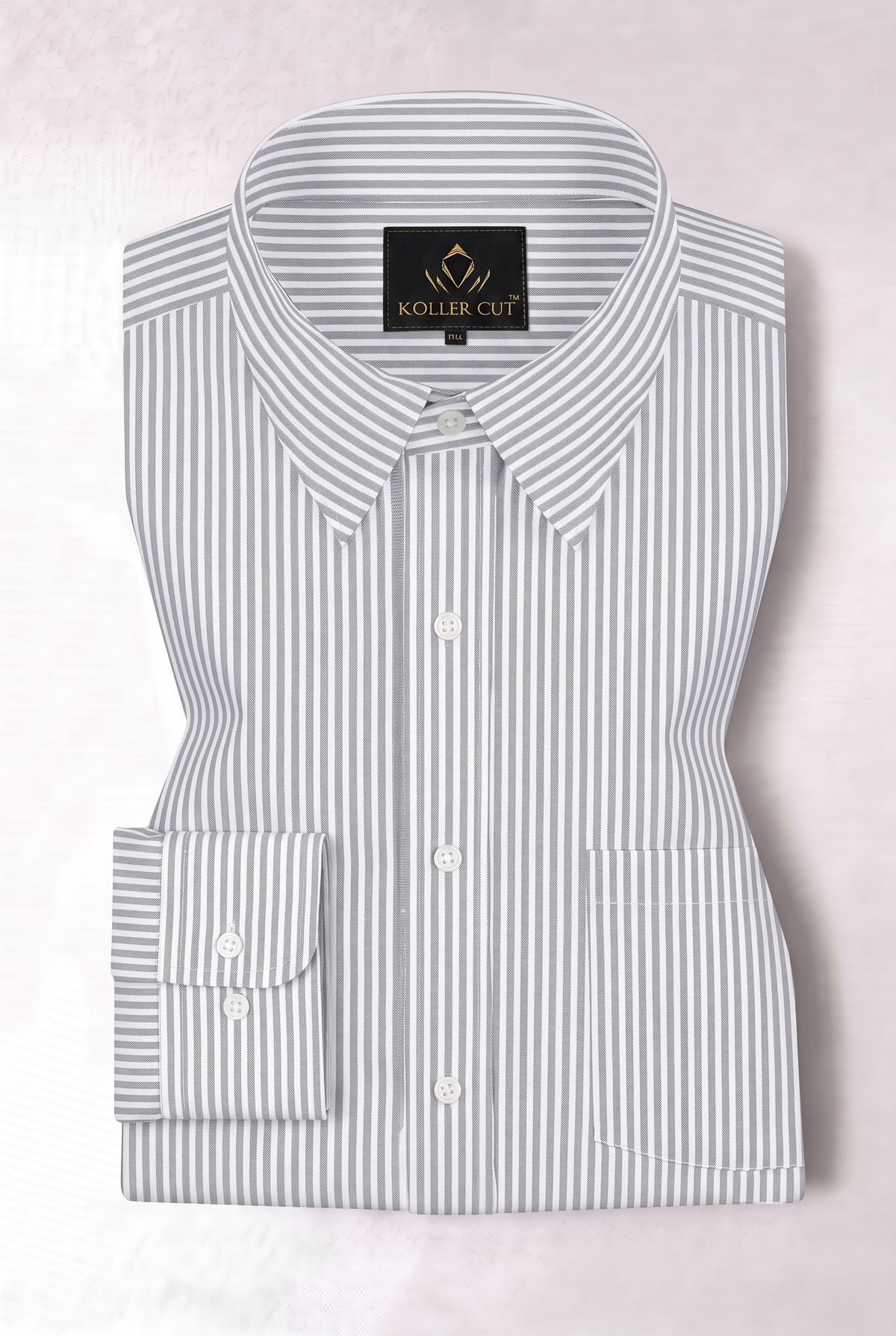 White and Denim Blue Oxford Stripes Cotton Shirt