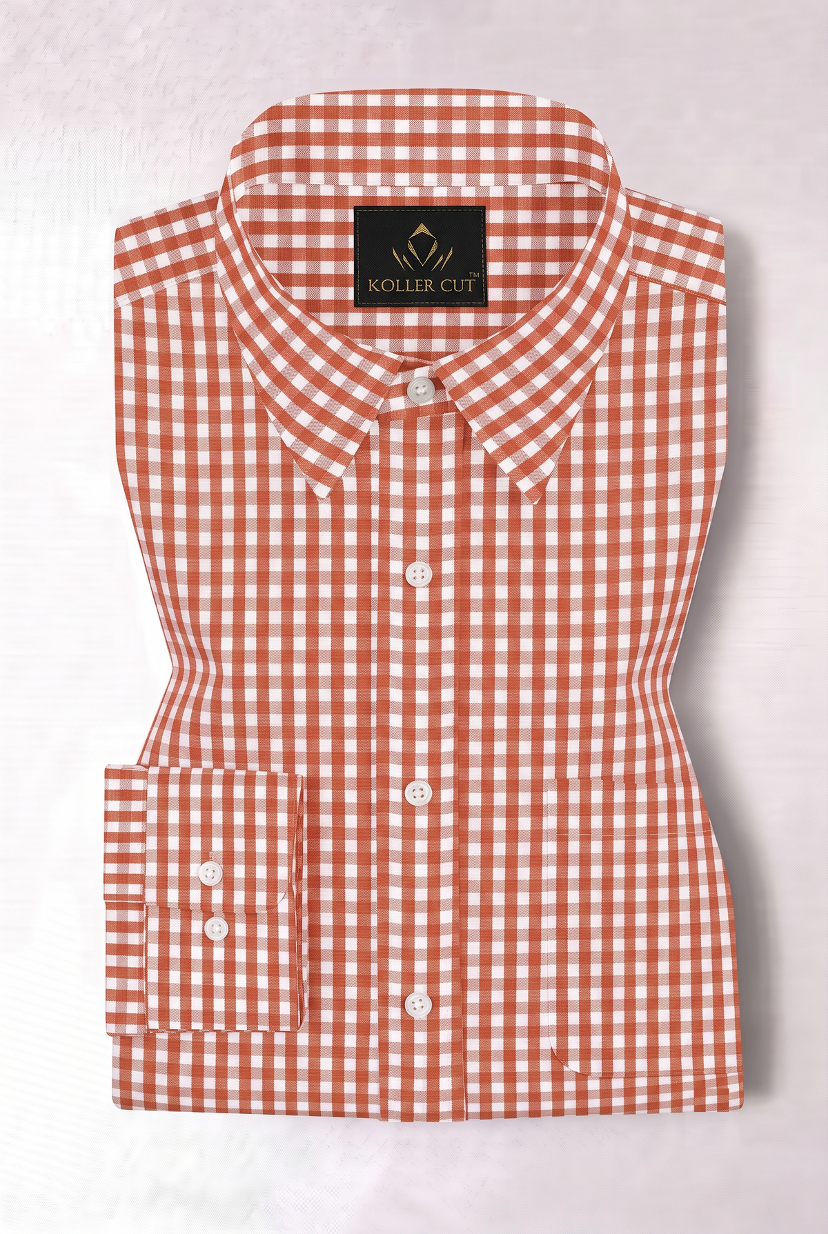 White and Royal Poinciana Red Gingham Checks Premium Cotton Shirt