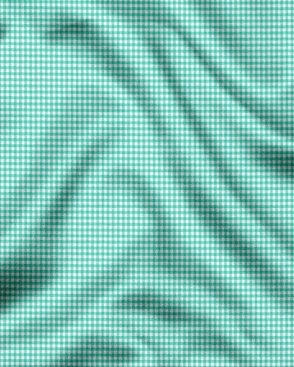 White and Aruba Blue Gingham Checks Cotton Shirt