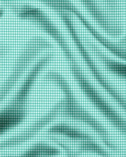 White and Aruba Blue Gingham Checks Cotton Shirt