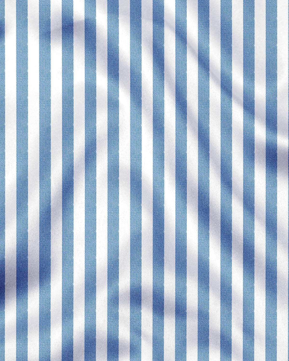 White and Danube Blue Chalk Stripes Oxford Cotton Shirt