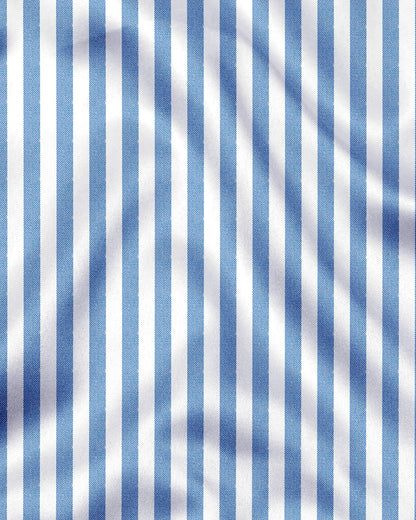 White and Danube Blue Chalk Stripes Oxford Cotton Shirt