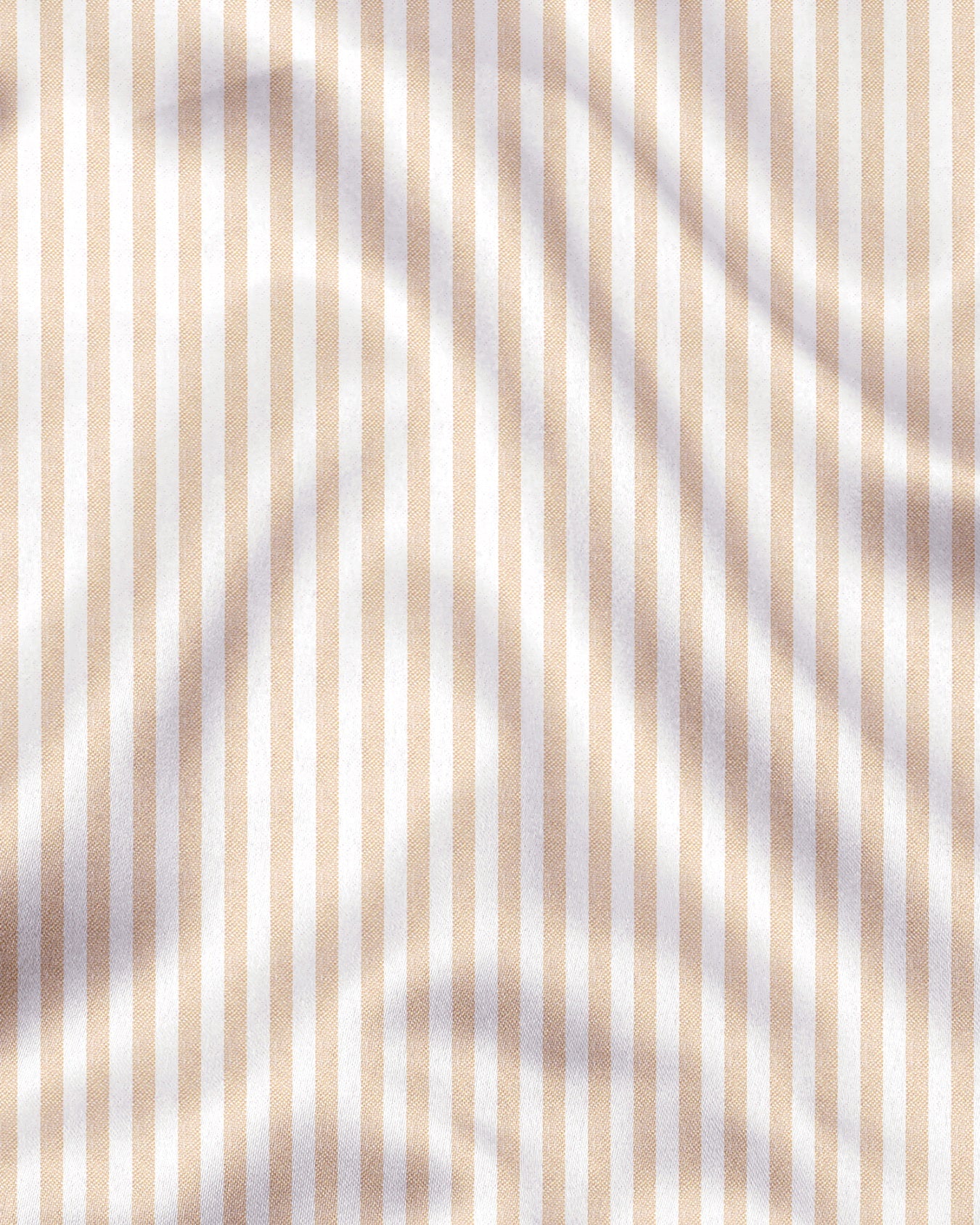 White and Tapioca Cream Candy Stripes Oxford Cotton Shirt